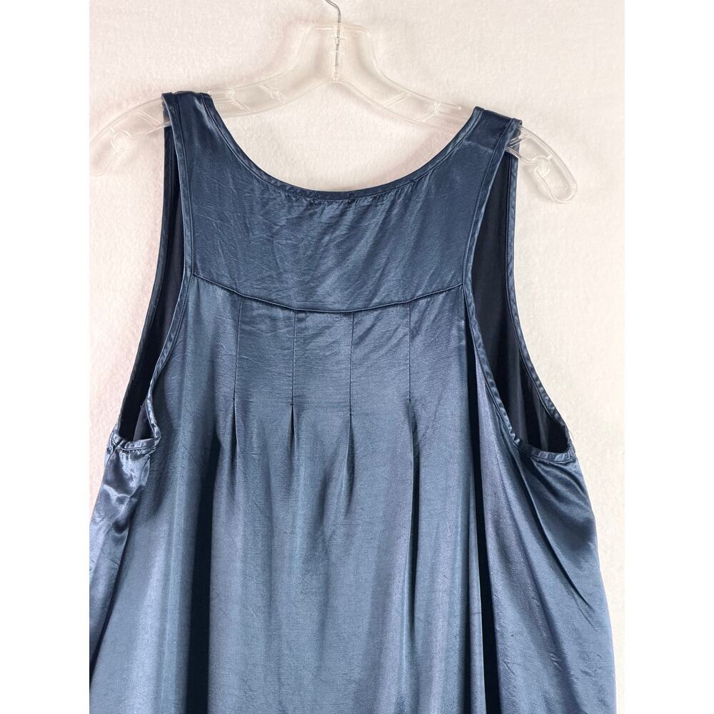 PJ Harlow Laura Tank Navy Blue Womens Large Satin Cami Lightweight Relaxed USA - Picture 7 of 10